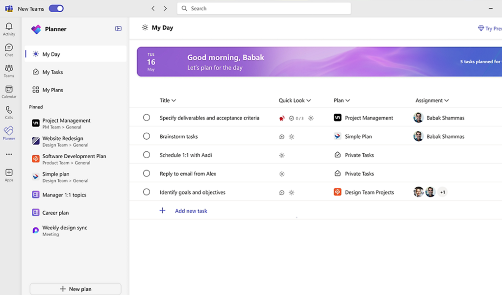 Microsoft Planner Simple Work Management