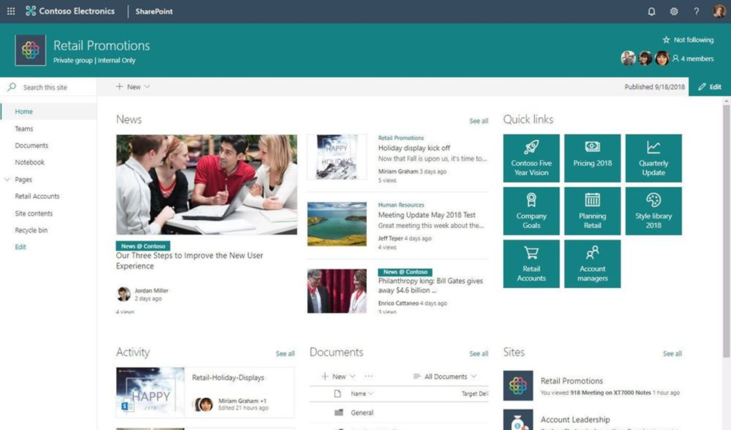 Microsoft SharePoint Team Sites